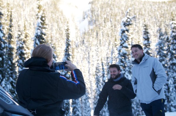 taking photos on your snowmobile tour